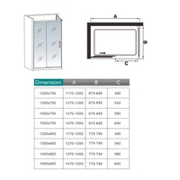 195 cm Box Doccia Angolare 130X80 cm Porta Scorrevole con Parete Fissa Vetro 8 mm Temperato Anticalcare Trasparente Profilo Nero Opaco Softclose