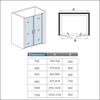 100x195cm Porta Doccia Per Nicchia Doppie Ante Battenti Saloon In Vetro 6mm Temperato Trasparente Anticalcare