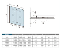 Parete Da Vasca Bagno Sopravasca Due Ante Movibili Pieghevoli Vetro 6 mm Temperato Anticalcare 100x140 cm