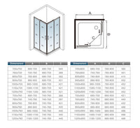 110x110x195 cm Box Doccia Angolare Doppie Porte Scorrevoli in Vetro 6mm Temperato Anticalcare Trasparente e Telaio Cromo Lucido