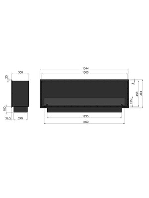 SLIM INSIDE BLACK - Camino A Bioetanolo Da Incasso Cm 150