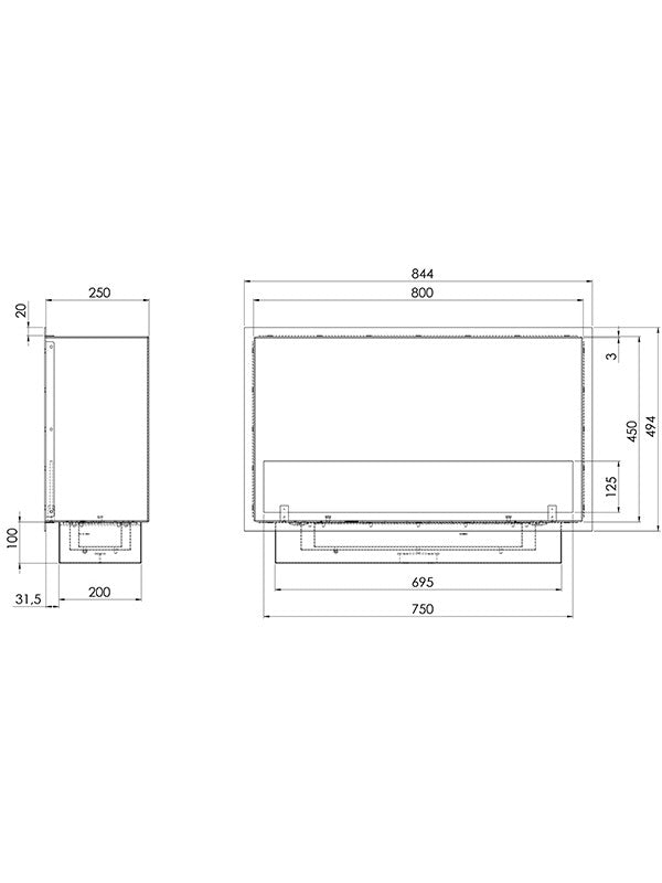 SLIM INSIDE BLACK - Camino A Bioetanolo Da Incasso Cm 80