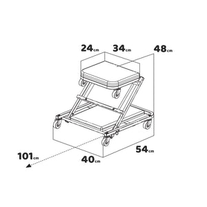 Slug - Carrello sotto auto e sgabello regolabile per meccanico da officina 2 in 1