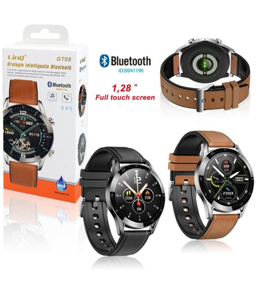 Smartwatch Orologio Intelligente Bluetooth Cinturino Pelle Smart Sport Fitness Gt05         