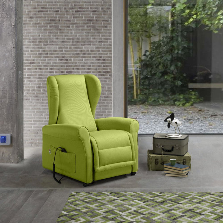 Poltrona Alzapersona Elettrica 2 Motori 90x100x90 cm Sofa in Microfibra Dispositivo Medico 1 Verde