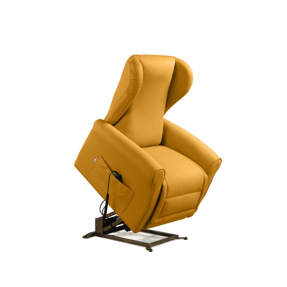 Poltrona Alzapersona Elettrica 2 Motori 90x100x90 cm Sofa in Microfibra Dispositivo Medico 1 Giallo