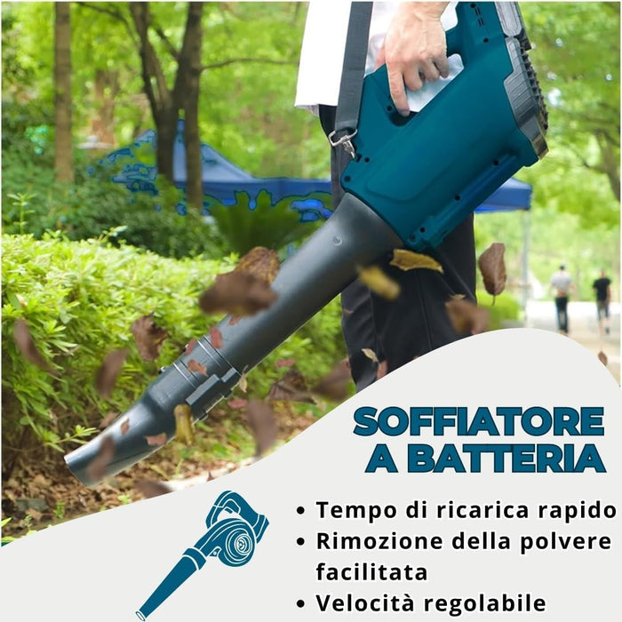 Soffiatore a Batteria per Giardino, Soffiatore Elettrico con 2 Batterie 4.0Ah