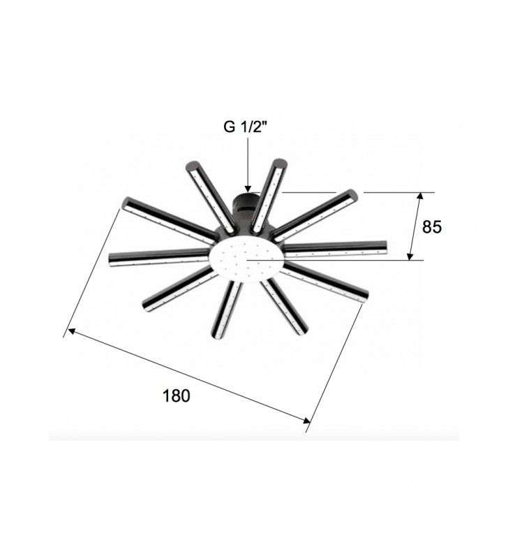 Soffione a pioggia quadrato piatto 35x35 cod 75994