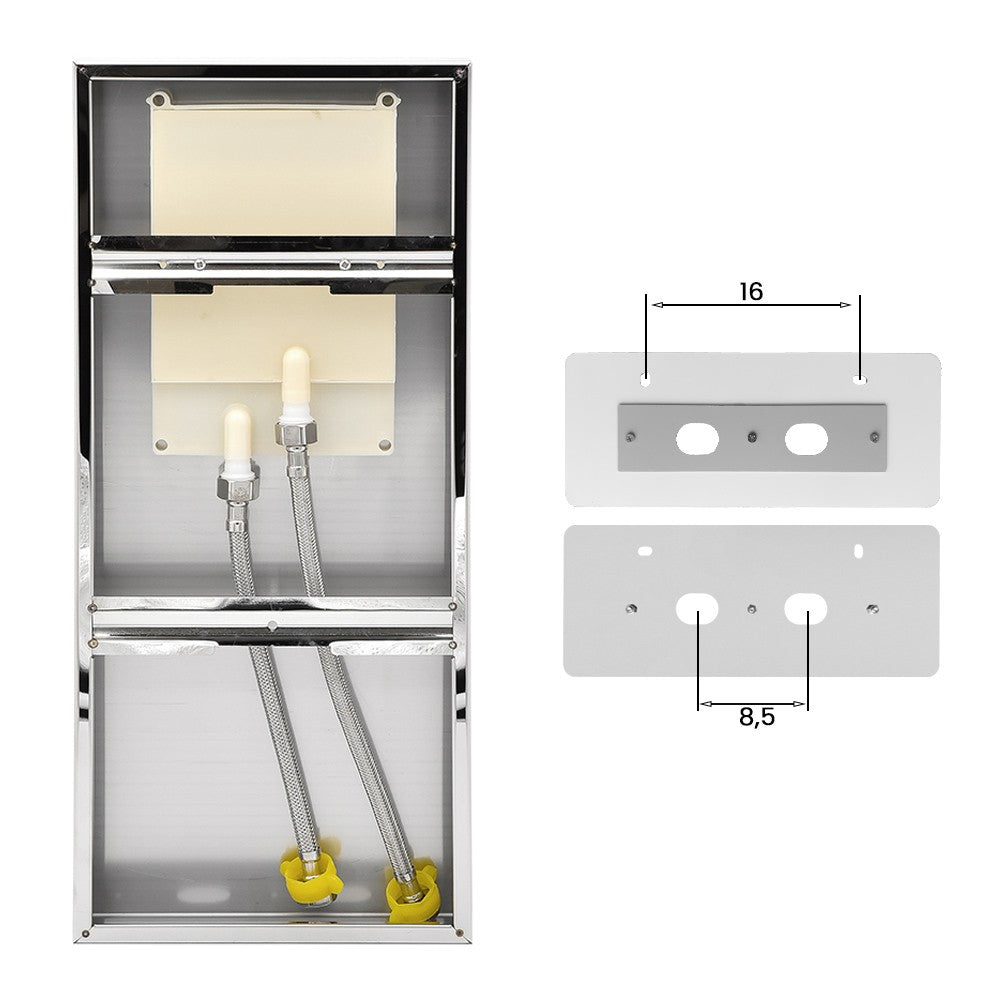 Soffione doccia a sbalzo 22x50 cm cromato in acciaio inox con cascata