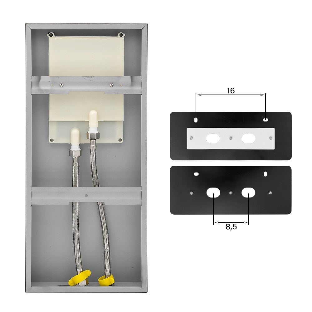 Soffione doccia a sbalzo 22x50 cm nero opaco in acciaio inox con cascata