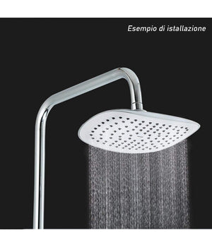 Soffione Doccia Bagno Quadrato 20x20cm Abs Effetto Pioggia 52213 Filtro Anticalcare         