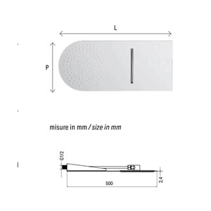 Soffione doccia cascata design circolare con installazione a muro 50x20