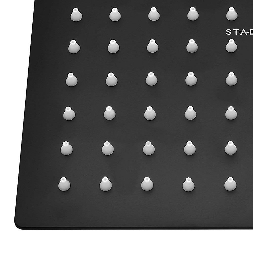 Soffione doccia quadrato 25x25 cm in acciaio inox nero opaco anticalcare