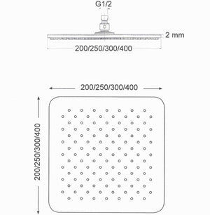 Soffione Doccia Quadrato 20x20 cm in Acciaio Inox Bonussi Cromato