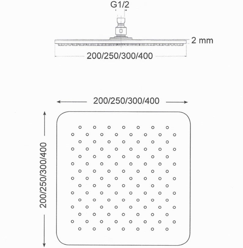 Soffione Doccia Quadrato 20x20 cm in Acciaio Inox Bonussi Cromato