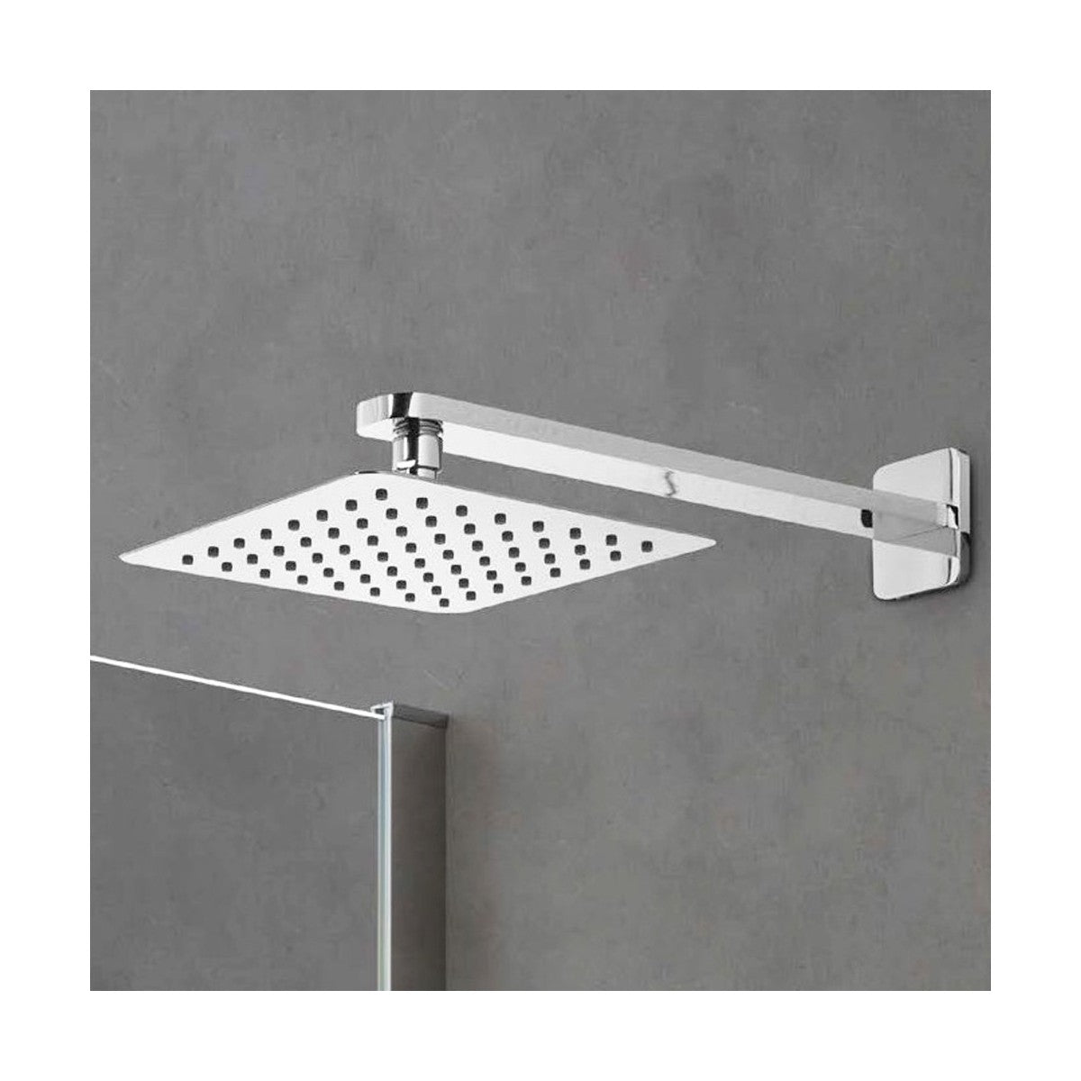 Soffione doccia quadrato in acciaio inox 20 25 30 40, dimensioni 25x25