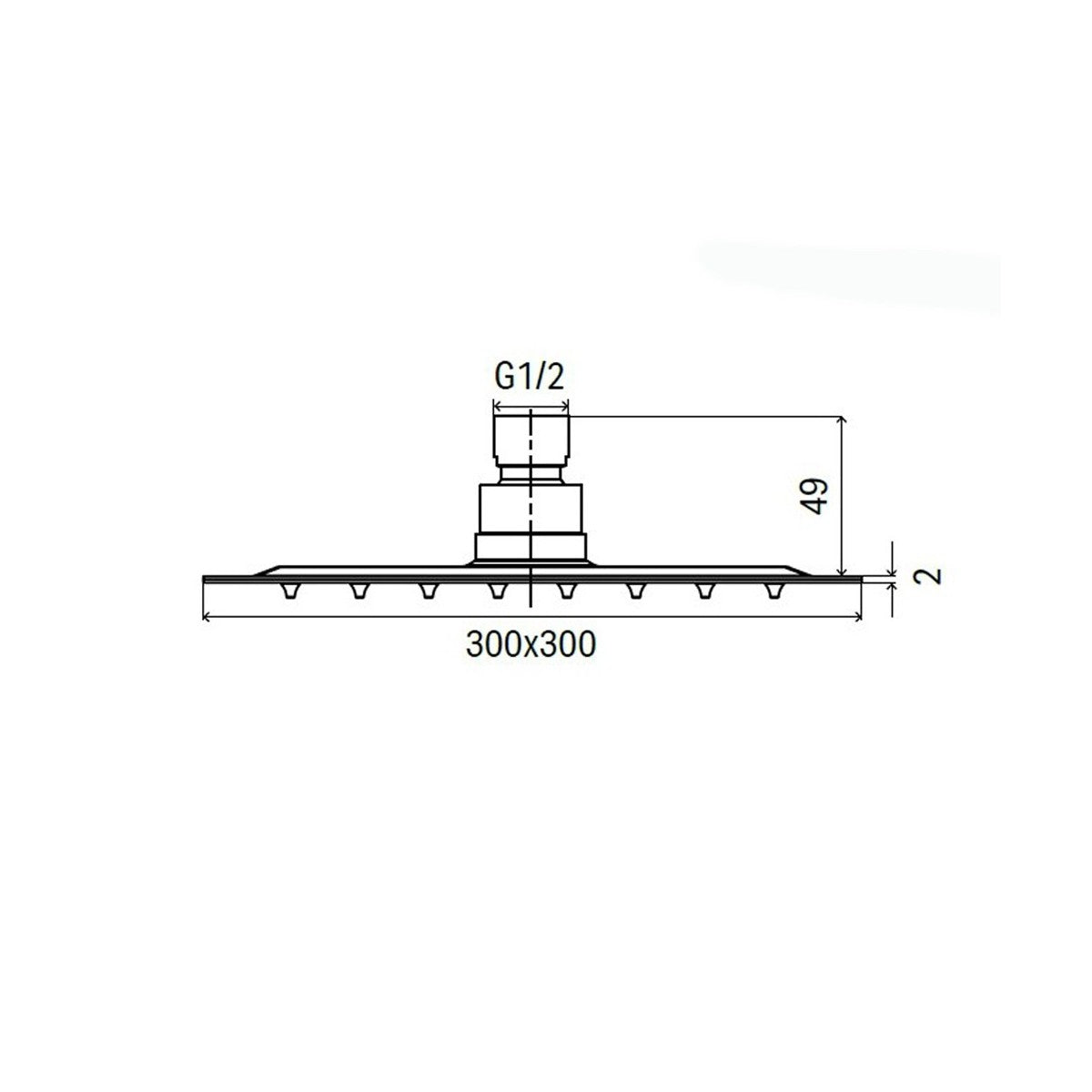 Soffione doccia quadrato in acciaio inox 20 25 30 40, dimensioni 25x25