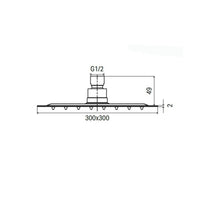 Soffione doccia quadrato in acciaio inox 20 25 30 40, dimensioni 40x40