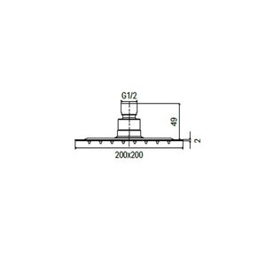 Soffione doccia quadrato in acciaio inox 20 25 30 40, dimensioni 25x25