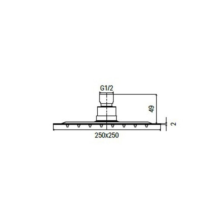 Soffione doccia quadrato in acciaio inox 20 25 30 40, dimensioni 25x25