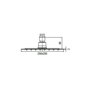 Soffione doccia quadrato in acciaio inox 20 25 30 40, dimensioni 40x40