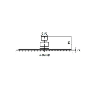 Soffione doccia quadrato in acciaio inox 20 25 30 40, dimensioni 20x20