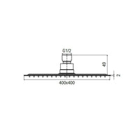 Soffione doccia quadrato in acciaio inox 20 25 30 40, dimensioni 40x40