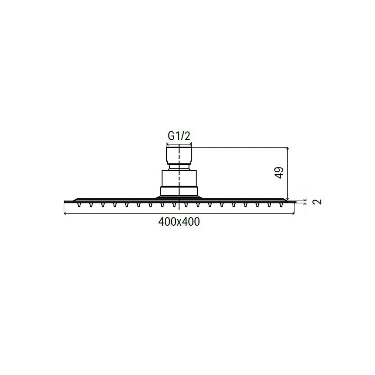 Soffione doccia quadrato in acciaio inox 20 25 30 40, dimensioni 25x25