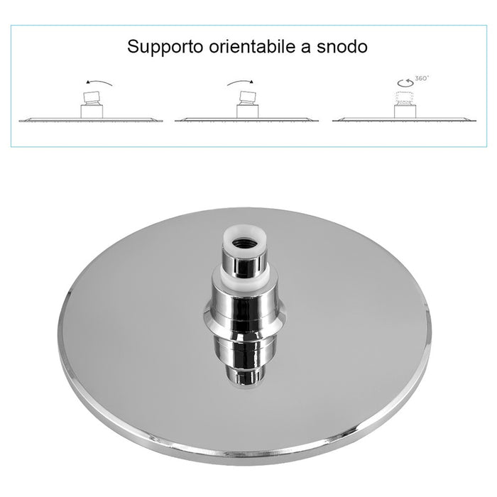 Soffione doccia tondo diametro 22 cm in ABS con finitura cromo