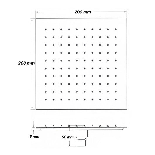 Soffione Doccia Quadrato in Acciaio Inox 20 x 20 cm