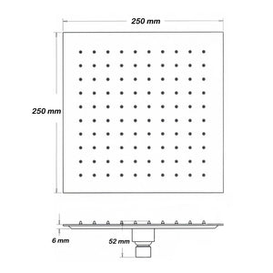 Soffione Doccia Quadrato In Acciaio Inox  25 X 25 Cm