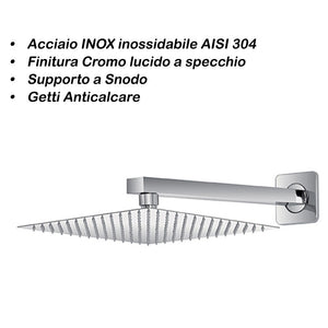 Soffione Doccia Quadrato In Acciaio Inox  25 X 25 Cm