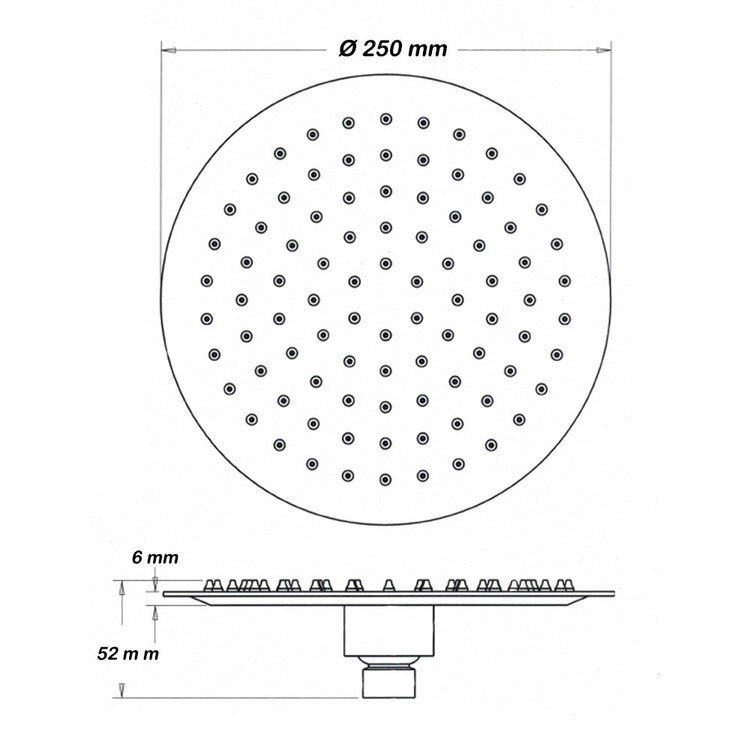 Soffione Doccia a Specchio Tondo diam. 25 cm design originale