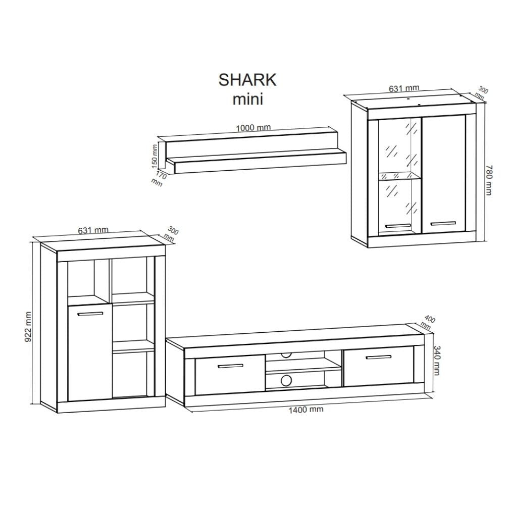 Soggiorno moderno Shark mini rovere sonoma e bianco 227