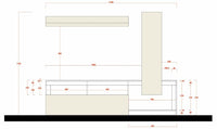 Parete attrezzata con 1 pensile verticale, una ribalta e una mensola in finitura bianco laccato lucido e pero, ZLCHN1P1RBO-1