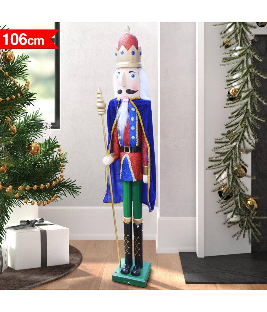 Soldato Schiaccianoci Di Natale In Legno Altezza 106cm Decorazioni Natalizie         