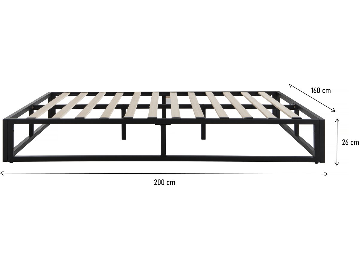 Struttura letto in metallo 160 x 200 cm - Nero