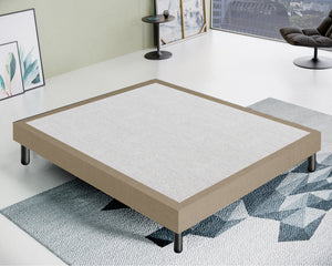 Letto Sommier Matrimoniale 180x200 Beige Rivestito - Resistente fino a 120 Kg per Persona 