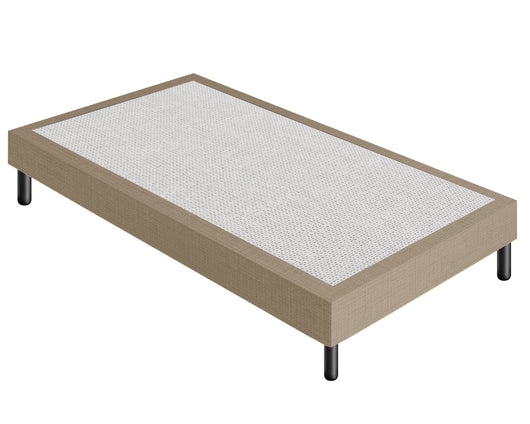 Letto Sommier Piazza e Mezza 140x200 Beige Rivestito - Resistente fino a 120 Kg per Persona 