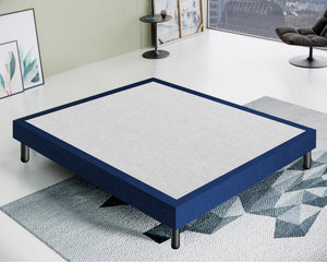 Letto Sommier Matrimoniale 180x200 Blu Rivestito - Resistente fino a 120 Kg per Persona 