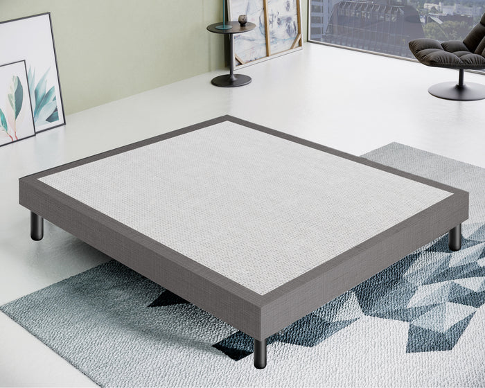 Letto Sommier Matrimoniale 160x200 Grigio Rivestito - Resistente fino a 120 Kg per Persona 