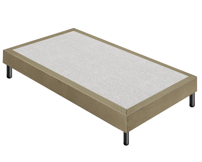 Letto Sommier Piazza e Mezza 140x200 Tortora Rivestito - Resistente fino a 120 Kg per Persona 