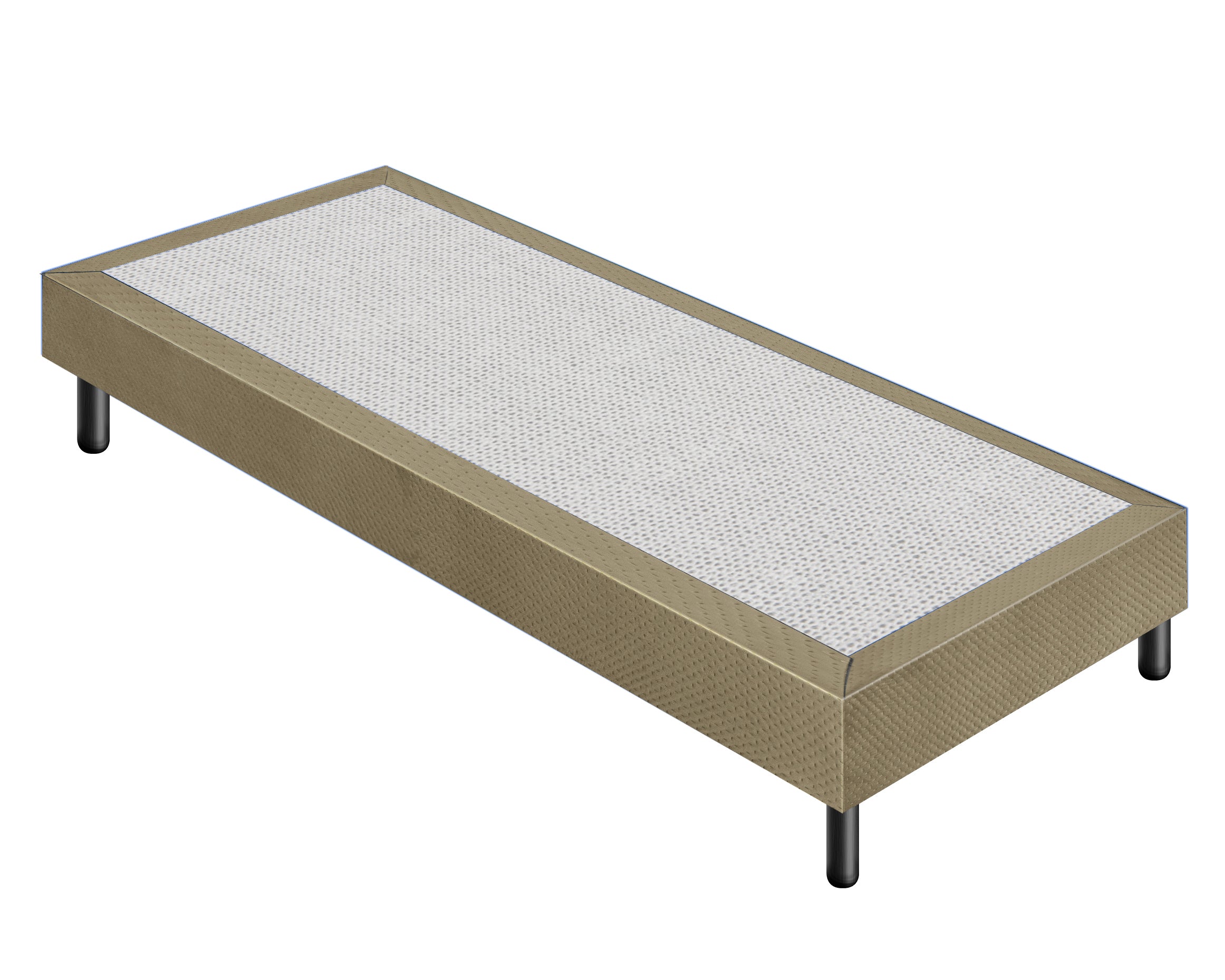 Letto Sommier Singolo 90x190 Tortora Rivestito - Resistente fino a 120 Kg per Persona 