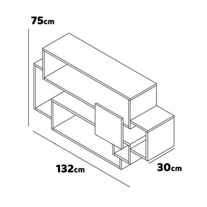 Sorrento - Scaffale a parete in legno melaminico 132x30xH75 cm, colore nero