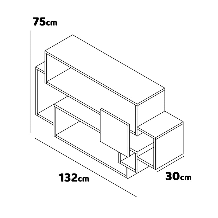 Sorrento - Scaffale a parete in legno melaminico 132x30xH75 cm, colore nero