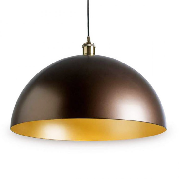 Lampadario classico illuminando cupola e27 led metallo monoemissione sospensione, finitura metallo bronzo