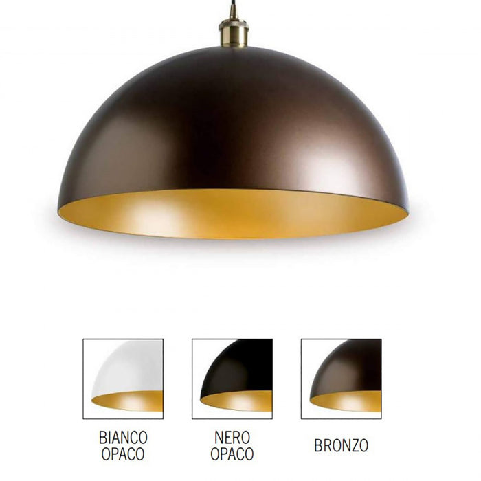 Lampadario classico illuminando cupola e27 led metallo monoemissione sospensione, finitura metallo bronzo