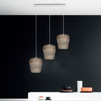 Sospensione vetro ambra gea luce numa br3 e27 led lampada soffitto decentramento classica