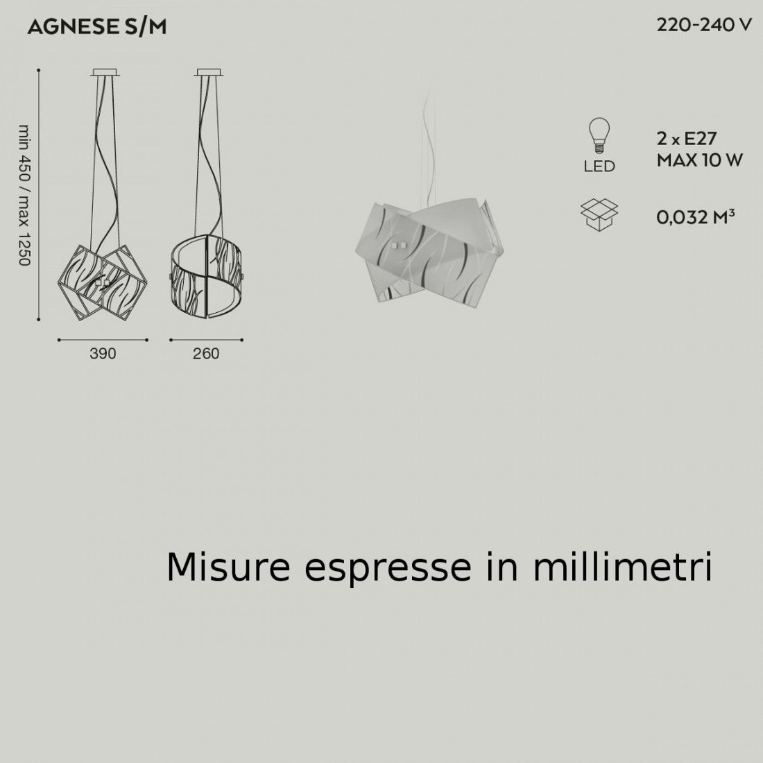 Sospensione vetro serigrafato gea luce agnese sm led lampadario bianco moderno interno e27