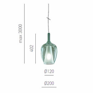 Sospensione vetro verde trasparente gea luce ofelia s10 e27 led lampada soffitto